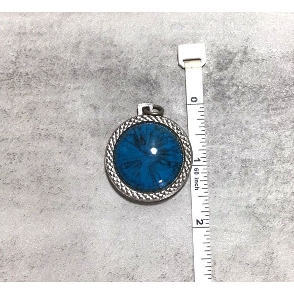 Vintage Faux Turquoise Indian Head Pendant Estate Silver Tone Statement NO Chain - Picture 4 of 4